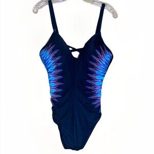 Miracle Suit M Molded Cup Tummy Control Ruched Multicolor Slimming Compression